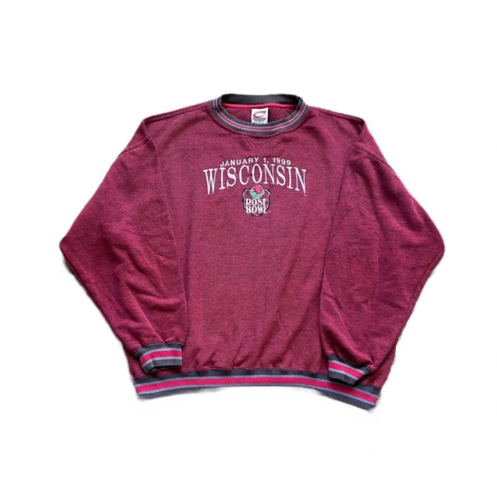 1999 WISCONSIN ROSE BOWL FOOTBALL CADRE ATHLETIC RED CREWNECK SIZE XL
